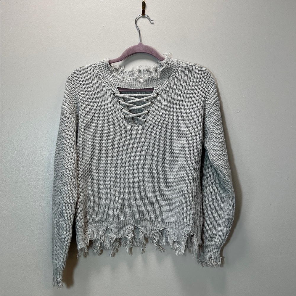 Distressed Sweater - Planet Gold Light Gray